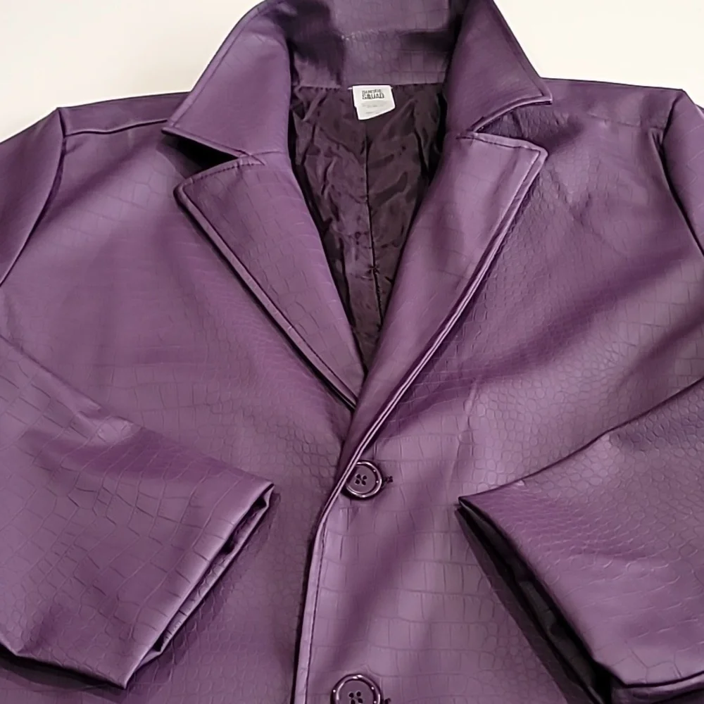 Suicide Squad Pleather Croc Print Trench Coat Purple Medium - Picture 5 of 16